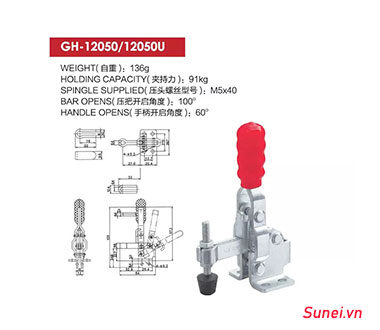 Thông số kỹ thuật Cam kẹp GH12050U Vertical Toggle clamp