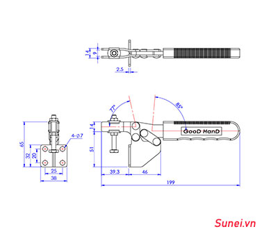 Cam kẹp GH21383 Horizontal Toggle clamp - Ảnh 2