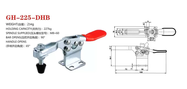 Thông số kỹ thuật cam kẹp ngang GH225DHB