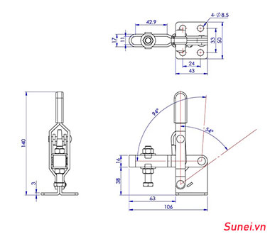 Thông số kỹ thuật của Cam kẹp đứng GH11421