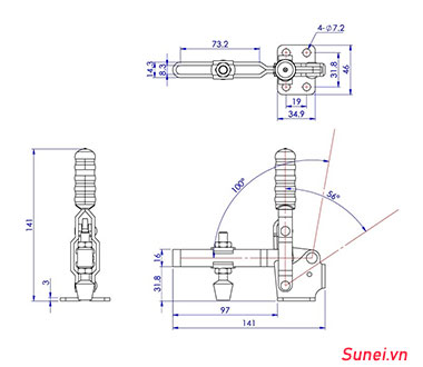 Cam kẹp GH12132 Vertical Toggle clamp - Ảnh 2