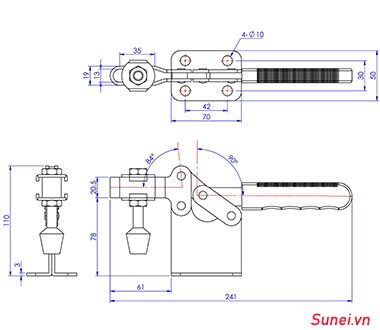 Thông số kỹ thuật cam kẹp GH200WH