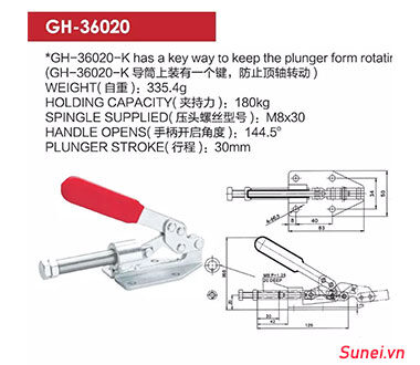 thông số Cam kẹp GH36202 Push-pull Toggle Clamp