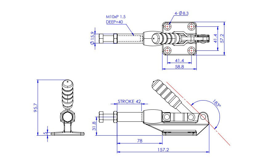 Thông số kẹp chốt đẩy ngang GH304EM