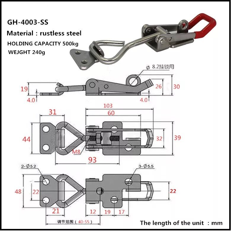 Thông số kỹ thuật kẹp chốt GH4003SS