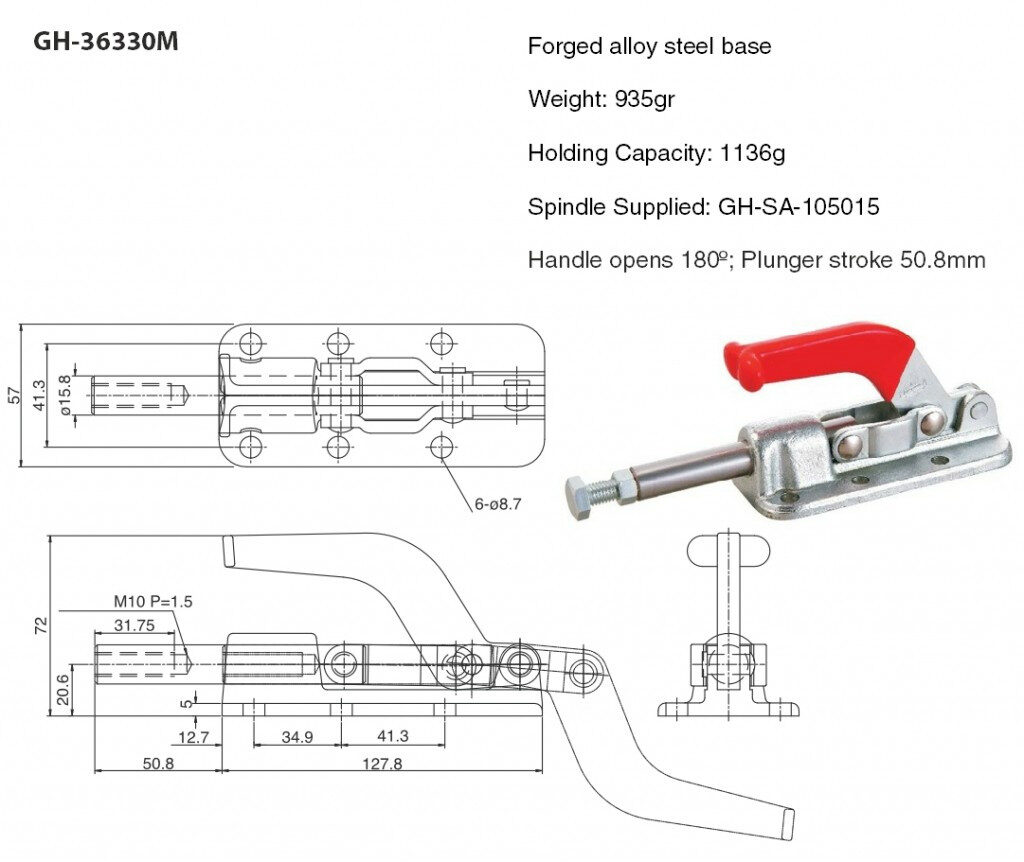 Thông số kỹ thuật cam kẹp GH36330M